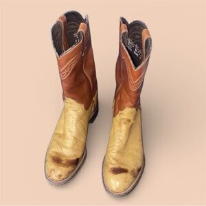Justin Men 6 D Quill Ostrich Boots Leather #J 70570 Western Cowboy Rodeo